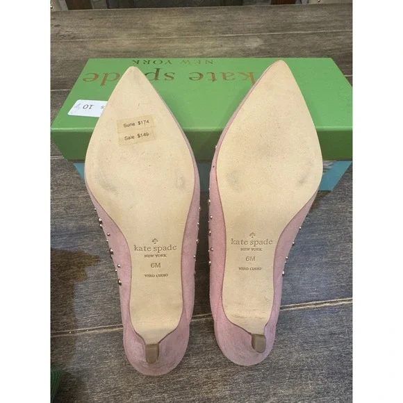 Kate Spade  New York Women's Surie Mules Parisian Pink Slides Size 6. Studded - Picture 8 of 11